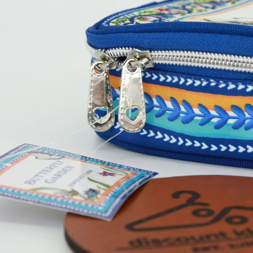 Brighton Butterfly Garden Jewelry Case‎ Blue Floral Travel Organizer Whimsical